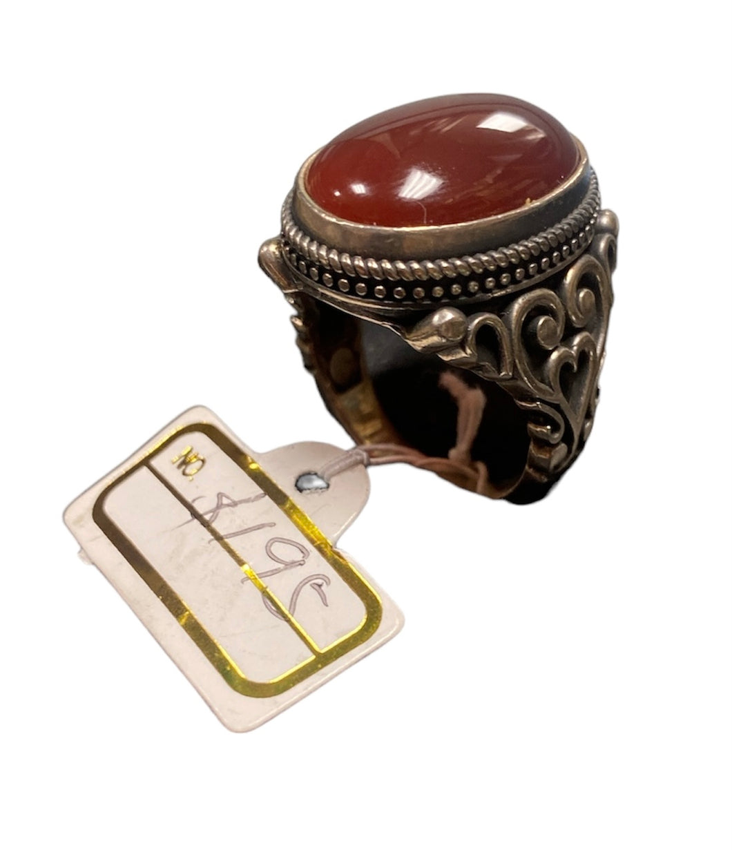 Aqeeq Yemeni and silver Ring